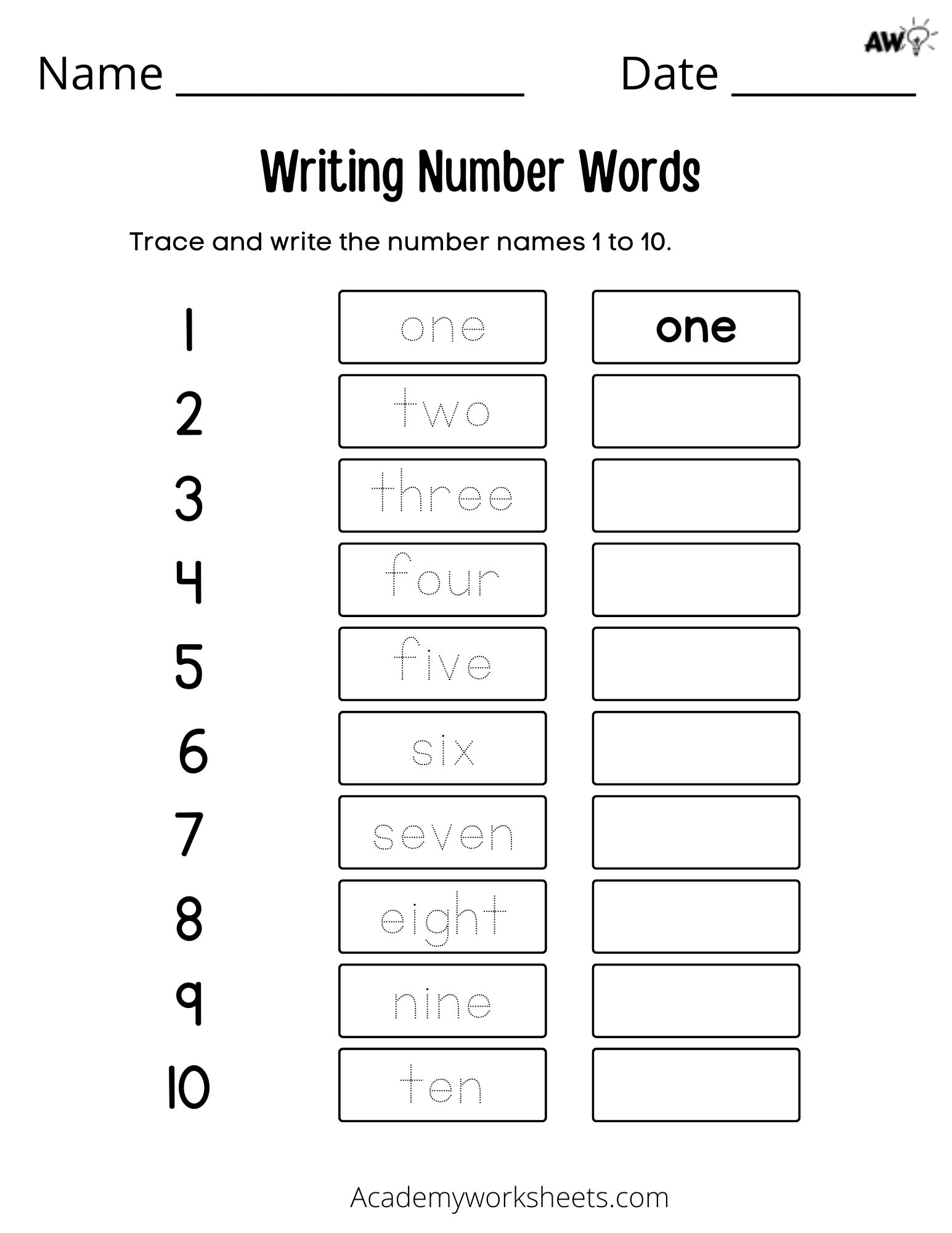 Counting in Words - Write in Words