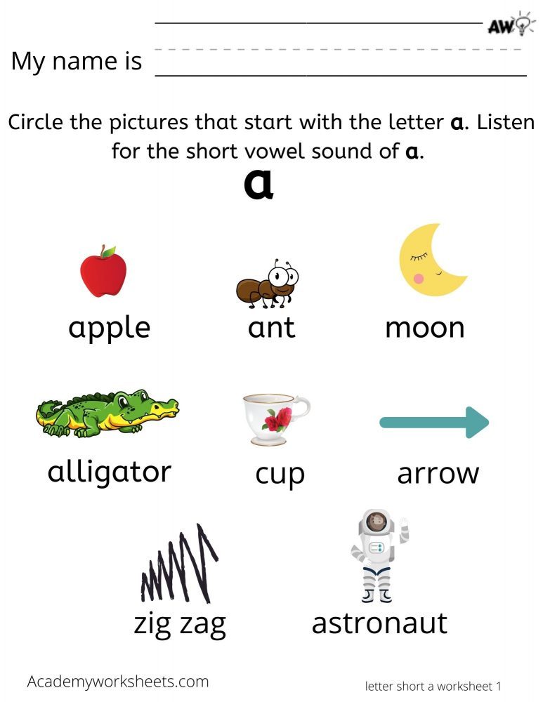 Learn the Letter A a - Lowercase a Worksheets - Academy Worksheets
