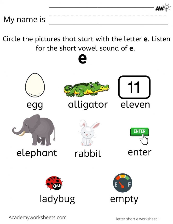 Learn The Letter E E Letters Of The Alphabet Academy Worksheets