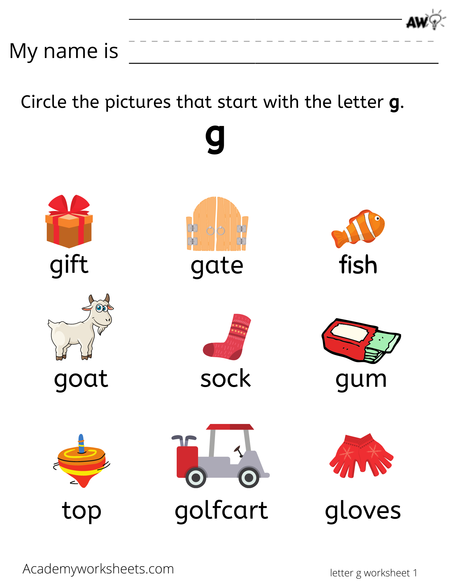'learn letter g'