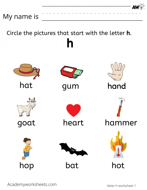 Learn the Letter H h - Learning the Alphabet - Academy Worksheets