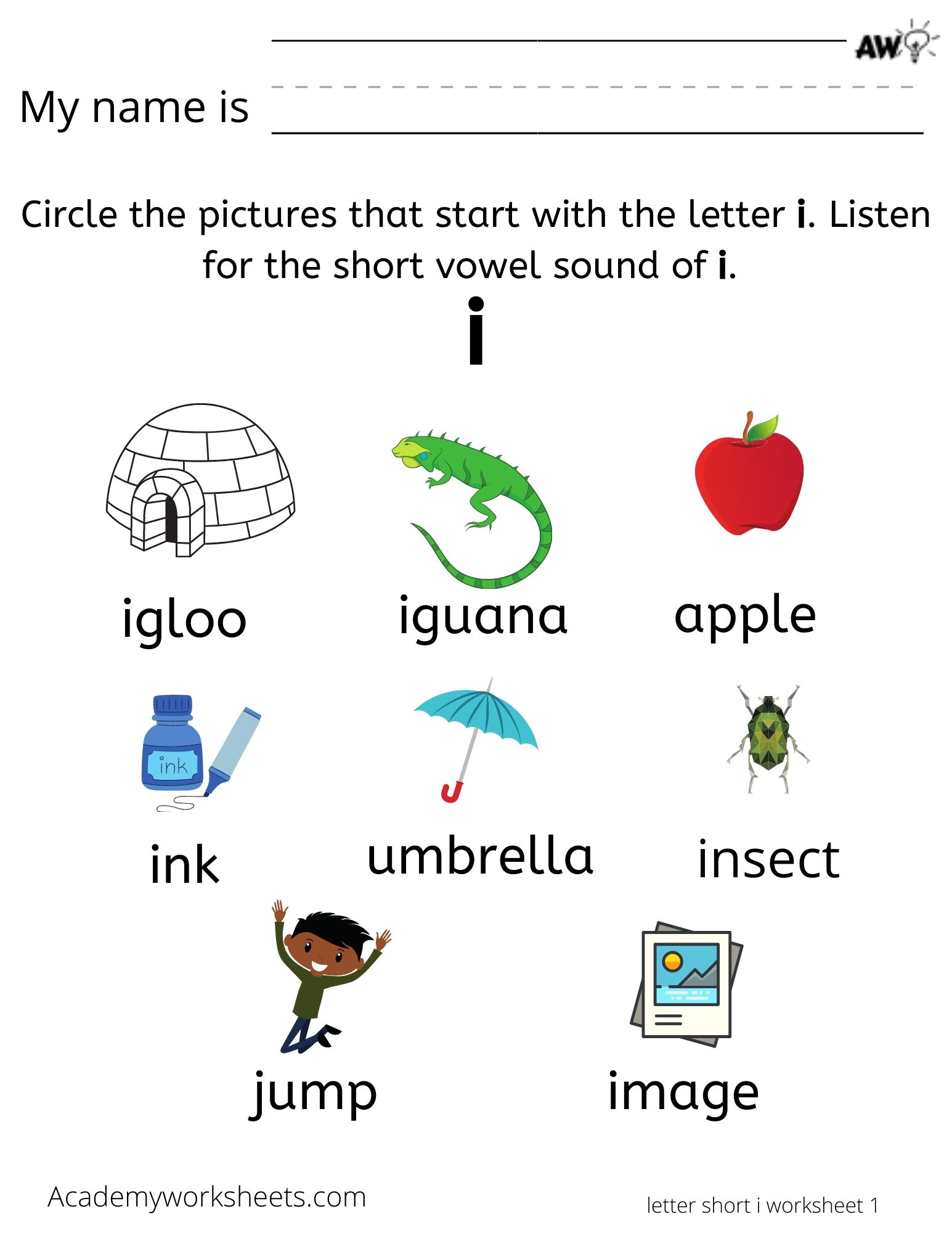 find words that start with the letter i 