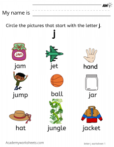 learn letter j find words start with j