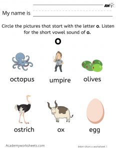Find words that start with the letter o worksheet