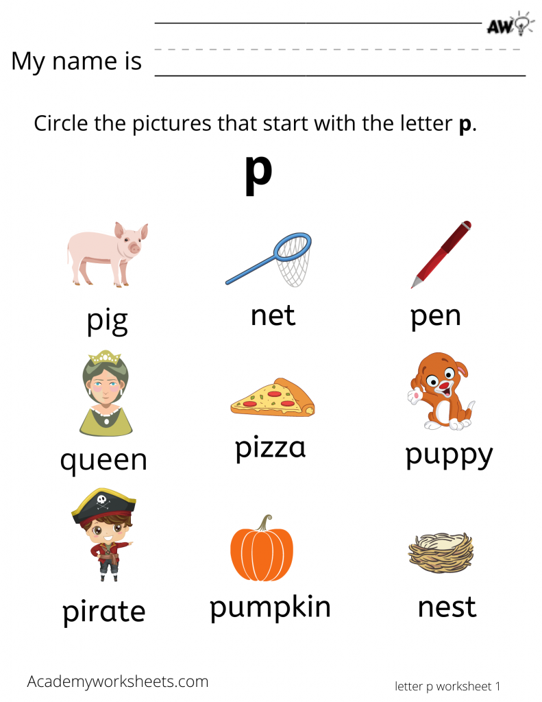 find words begin with letter p