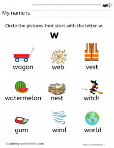 Learn the letter W w find words that start with the letter w