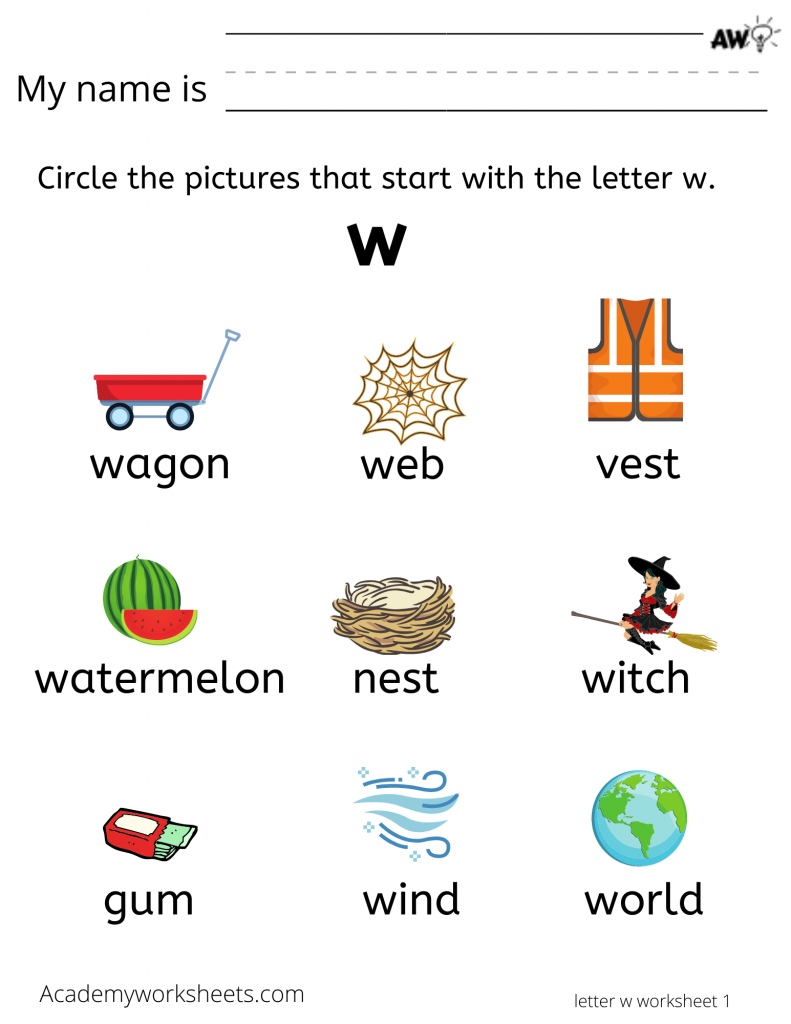 find words begin with letter w