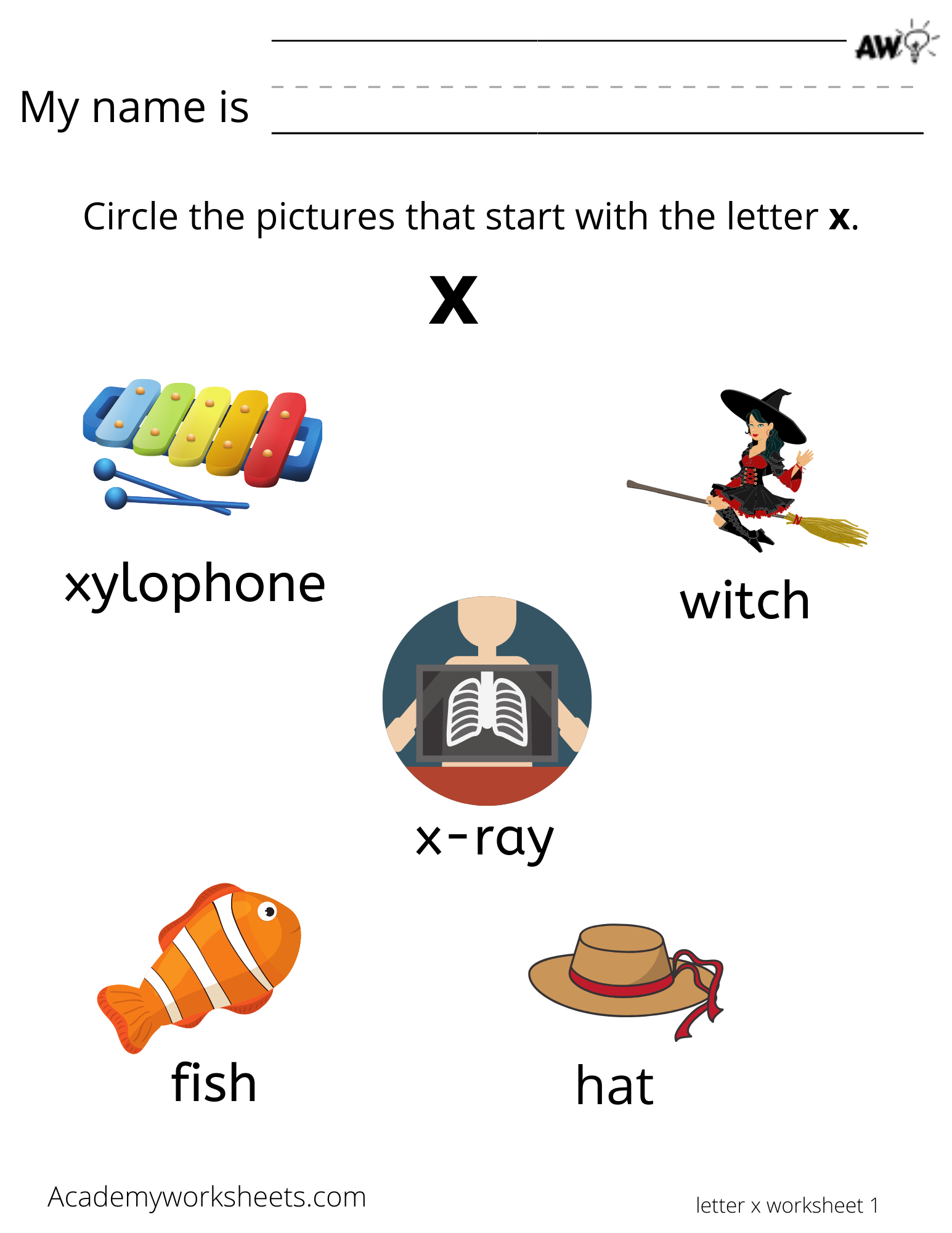 x word list kindergarten