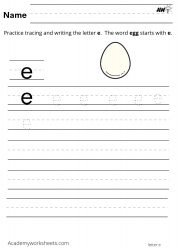 Learn the Letter E e - Letters of the Alphabet - Academy Worksheets