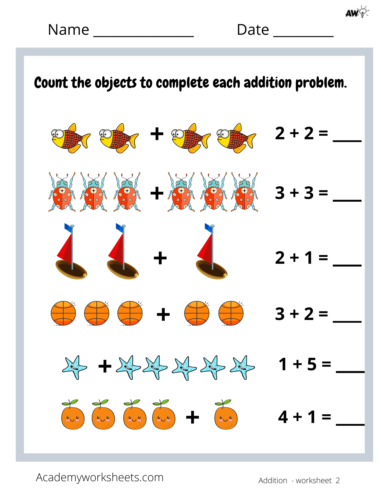 Picture Addition Sums To 5 Academy Worksheets
