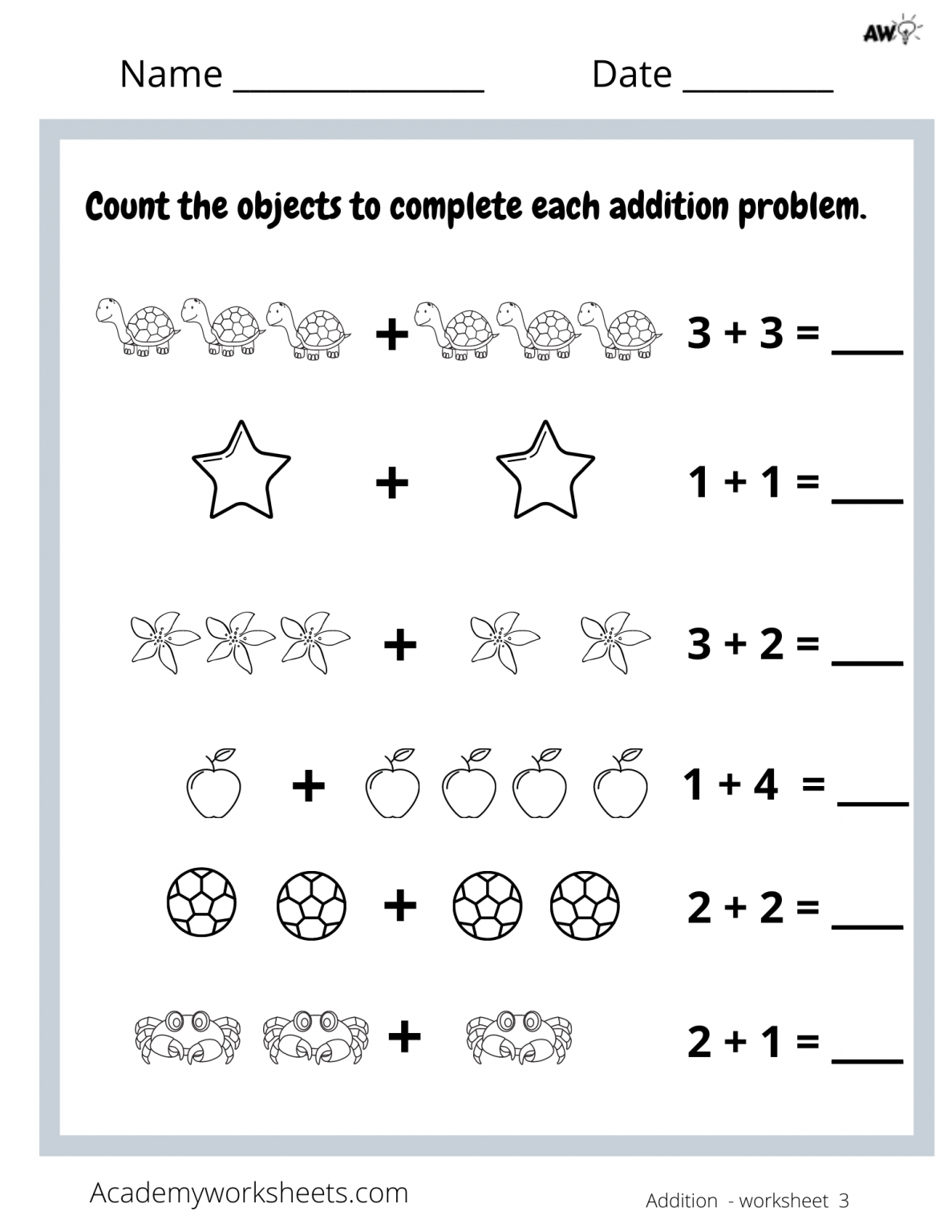 Addition Sums to 5 with Pictures - Academy Worksheets