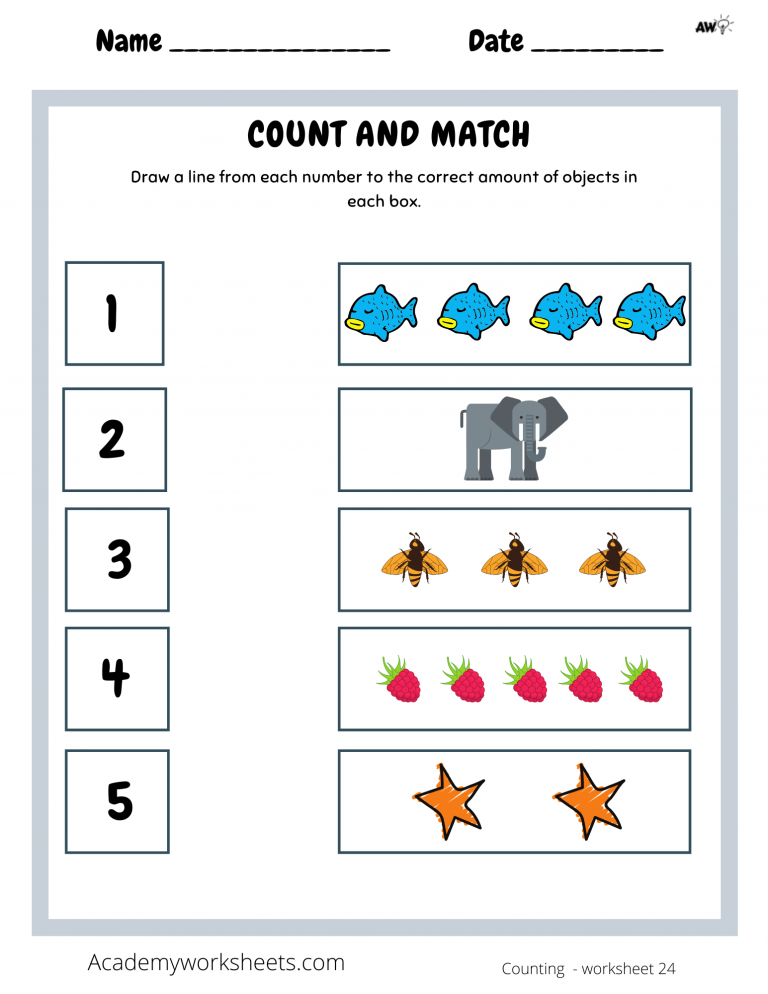 Count And Match Numbers 1 5 Worksheets Academy Worksheets