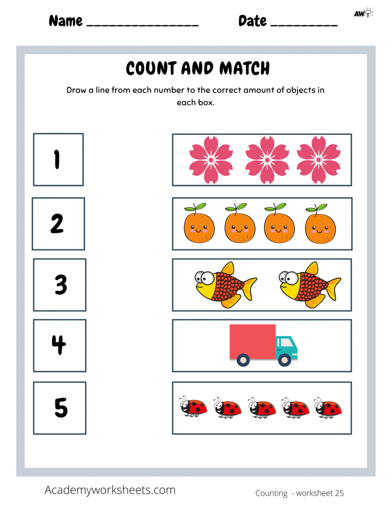 Numbers 1 5 Matching Worksheet
