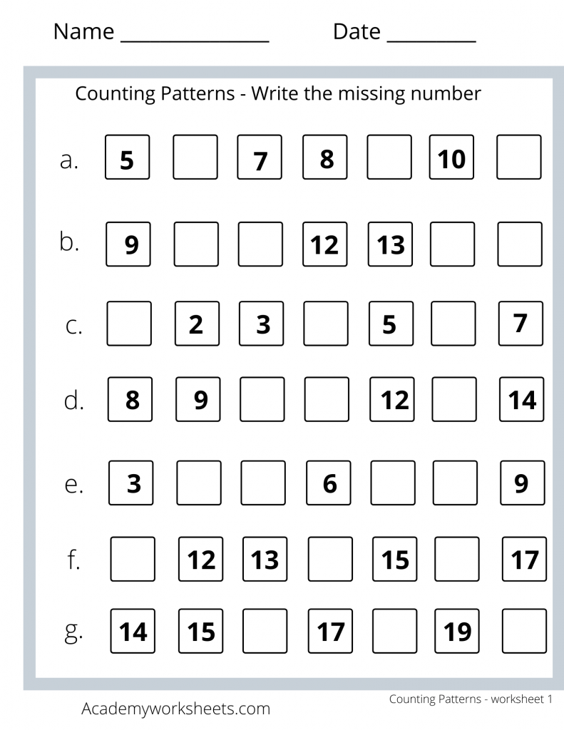 counting patterns math worksheets academy worksheets