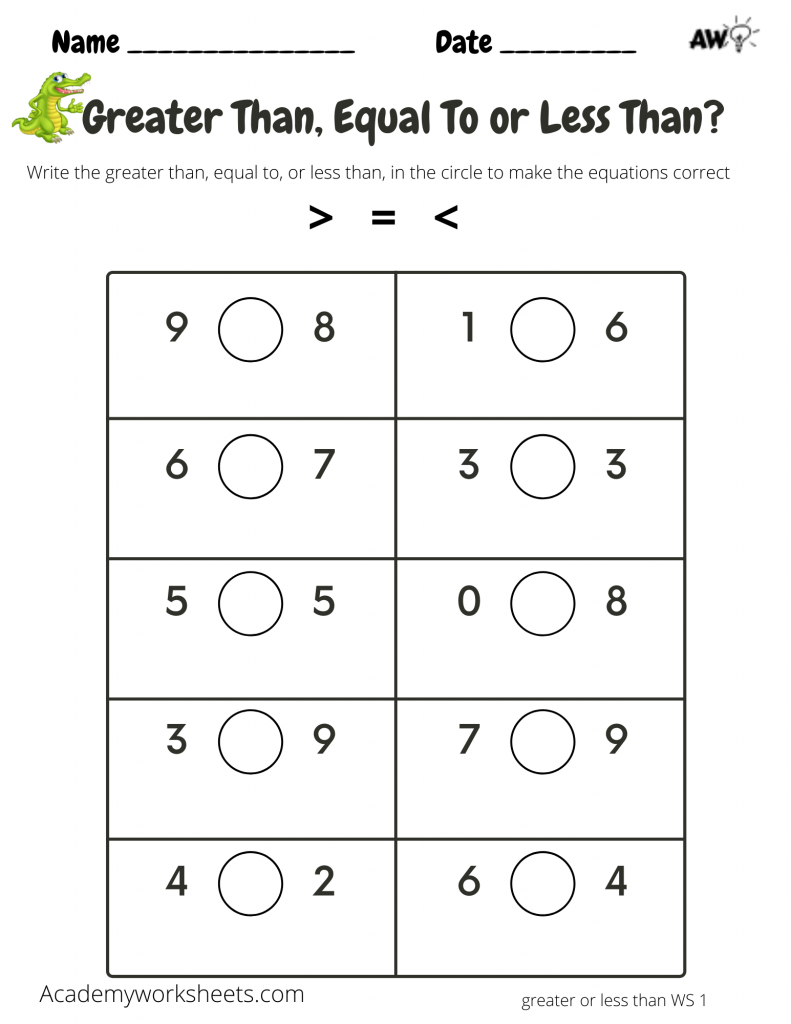 Greater Than Less Than Kindergarten Worksheets First Grade Worksheets Super Teacher Worksheets