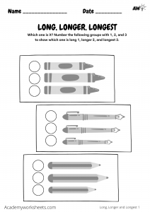 Which One Is Longer - Length Worksheet: Downloadable PDF for Kids