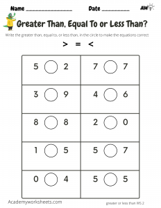 Greater than, less than or equal to worksheets