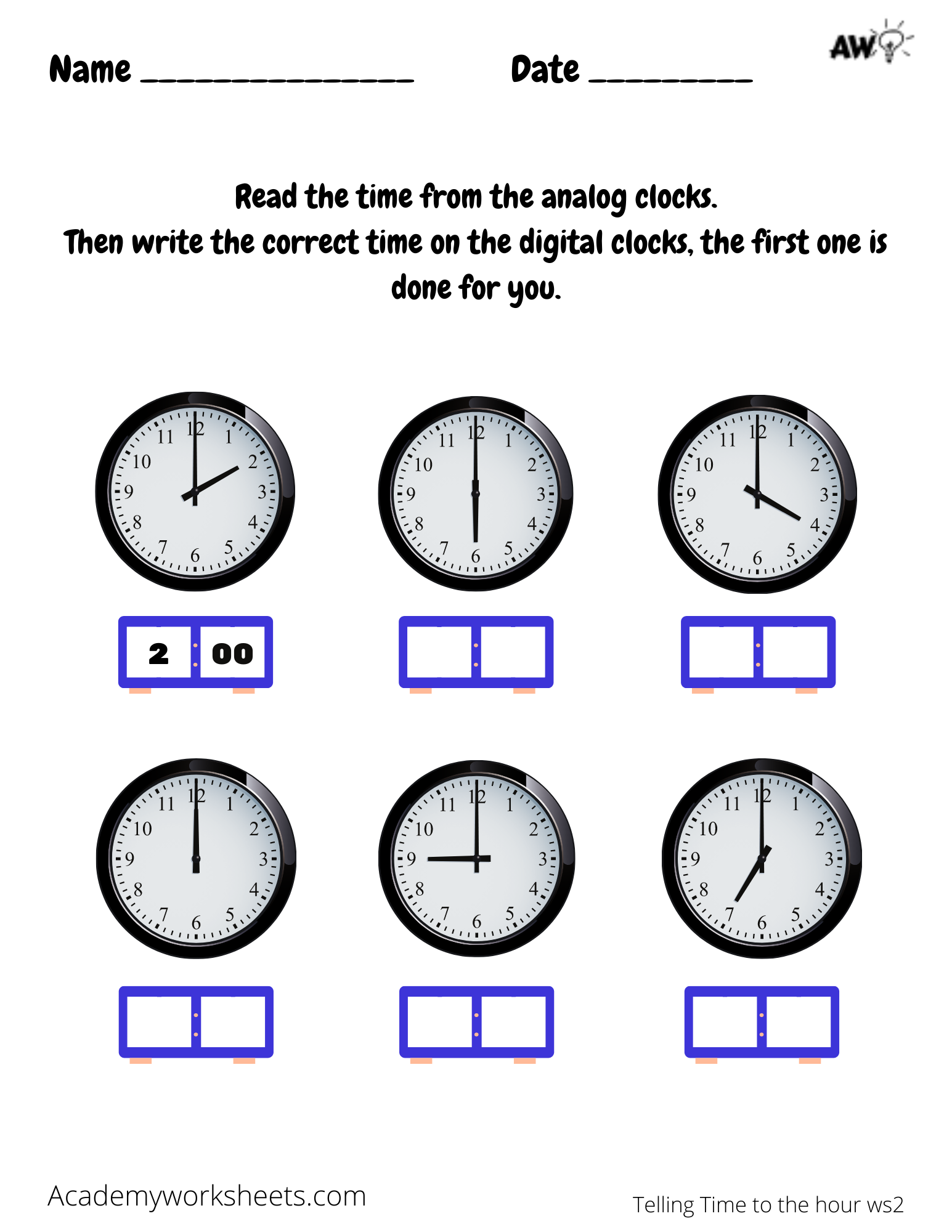 clock worksheets telling time to the hour academy worksheets