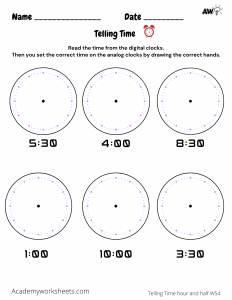 "clock worksheets" learn to tell time