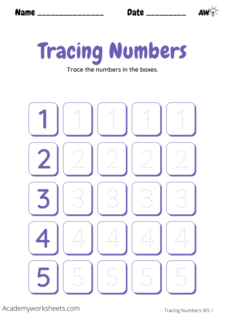 tracing numbers worksheet 1-5