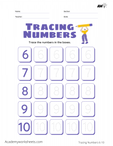 tracing numbers 6 -10