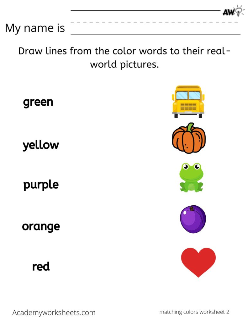 Learning Color Words and Colors - Spelling Colors - Academy Worksheets