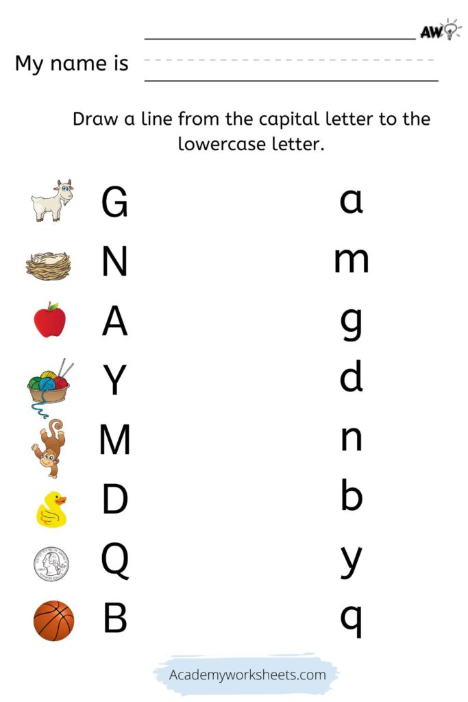 Match Uppercase and Lowercase Letters - Academy Worksheets