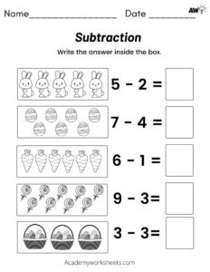 subtraction within 10 free worksheet