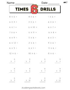 six times table worksheet