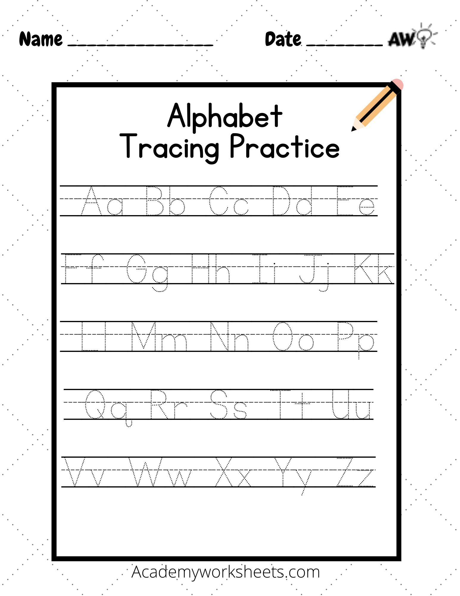 Alphabet Letter Tracing On Primary Writing Lines Practice Tracing 1F7