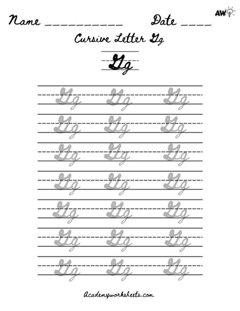 How to Write a Cursive G g - Academy Worksheets
