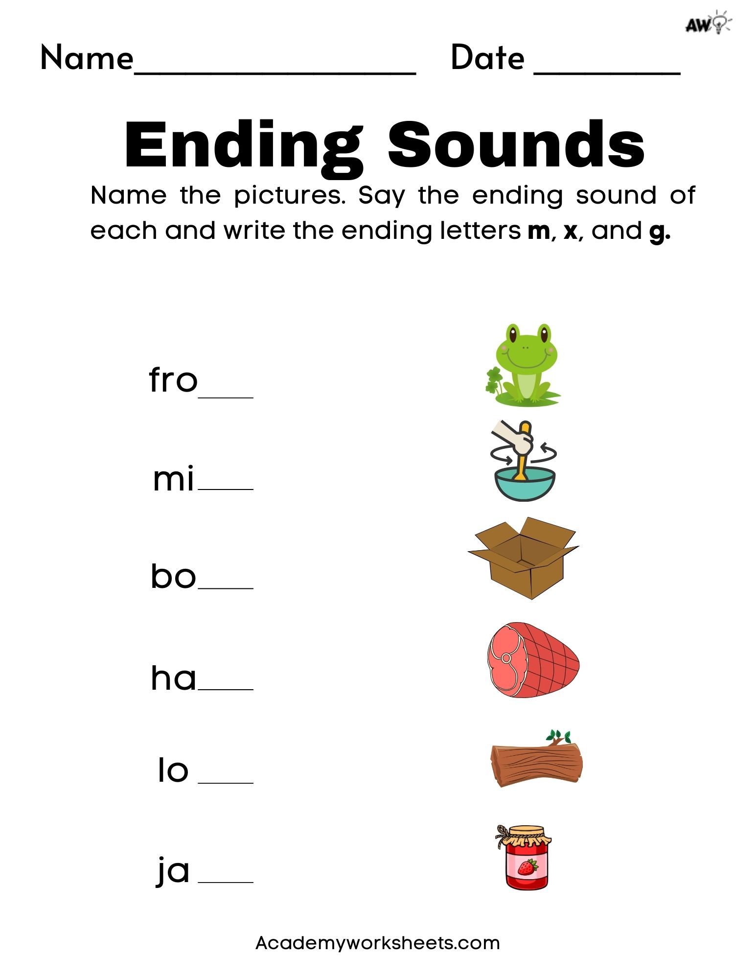 Beginning Sounds CVC Words /p, b ,m, t, d, k, g, f
