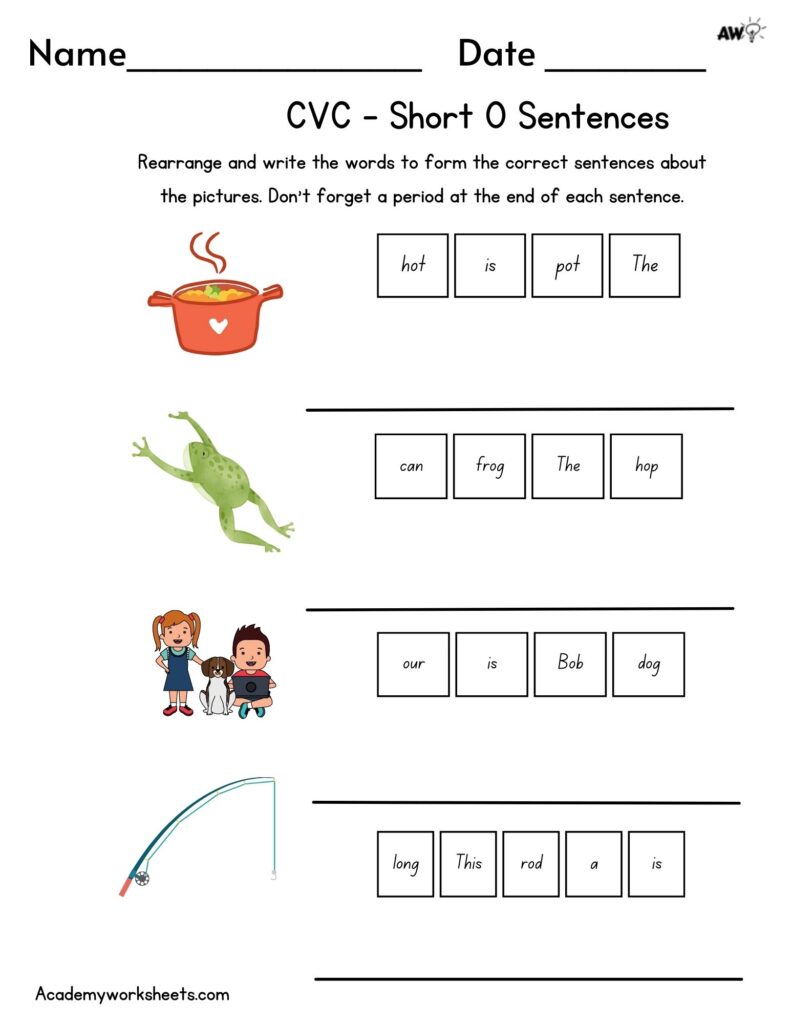 Cvc Words Reading Simple Sentences Worksheets For Kindergarten