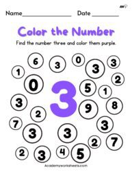 Fun and Free Color the Number Worksheets - Academy Worksheets